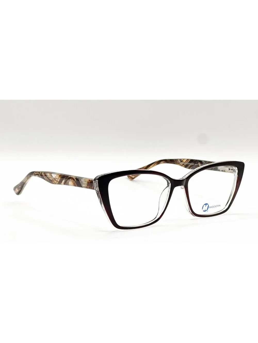 Modern Stirring Brown Crystal Mocha Cat Eye Authentic Eyeglass Frames 54-17-145